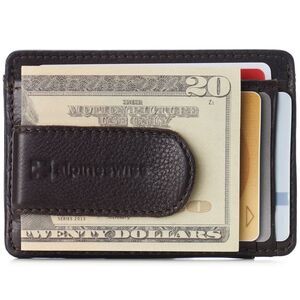 Alpine Swiss Mens RFID Money Clip Leather Minimalist Wallet Card Case ID Window